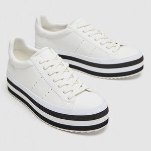 Zara Platform Stripe Leather Sneaker  - Blogger Fav